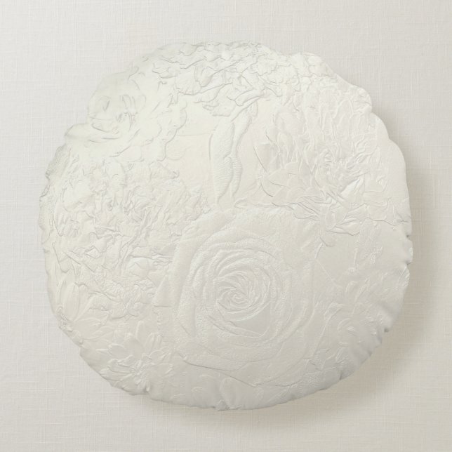 Subtiele Rozen Rond Kussen (Voorkant)