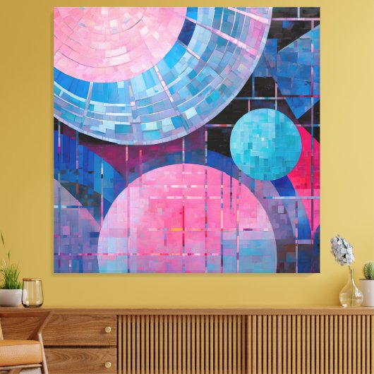 Subtiele tinten van blauw & roze in Abstract Canvas Afdruk (Insitu (Woonkamer))