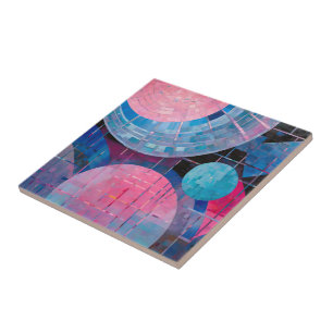 Subtiele tinten van blauw & roze in Abstract Tegeltje