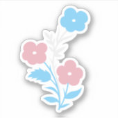 Subtiele Trans vlag bloemen Sticker (Voorkant)