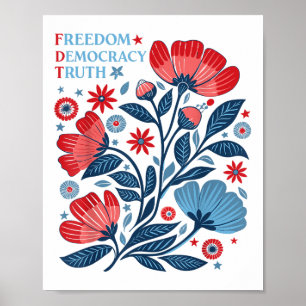 Subtiele Vrijheid Democratie Waarheid Boho Bloemig Poster