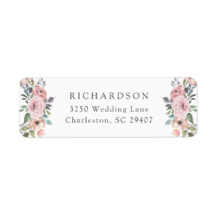 Subtiele Waterverf Rozen Romantische bruiloft Etiket