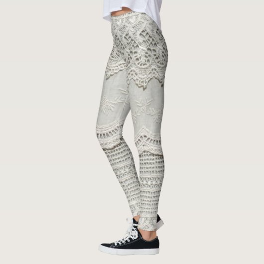Subtiele witte kant, textiel close-up. leggings (Links)