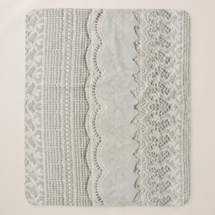 Subtiele witte kant, textiel close-up. sherpa deken