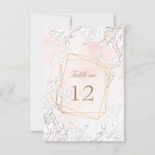 Subtil Blush Floral Mariage Numéro de table (Devant)