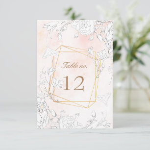 Subtil Blush Floral Mariage Numéro de table
