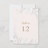 Subtil Blush Floral Mariage Numéro de table (Dos)