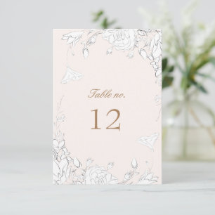 Subtil Blush Floral Mariage Numéro de table
