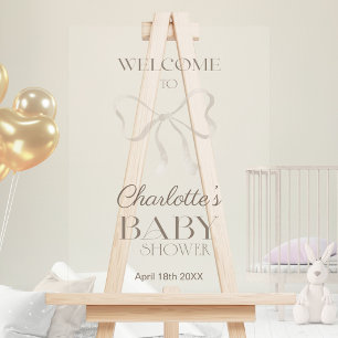 Subtil Crème Chaud Élégant Nœud Bienvenue Baby Sho