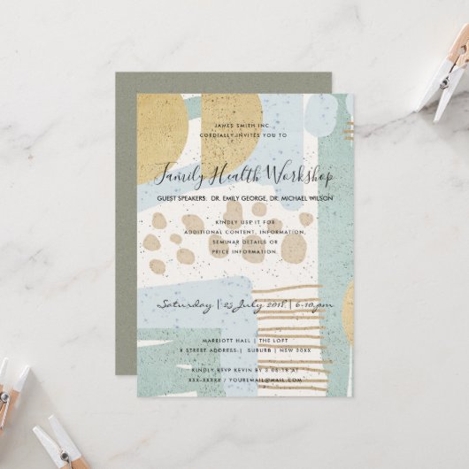 SUBTLE AQUA MODERN ABSTRACTE GEOMETRISCHE ART-GEBE KAART (Voorkant / Achterkant in situ)