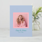 Subtle Blue Pink High School Photo Grad Aankondiging (Staand voorkant)
