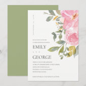 SUBTLE BLUSH PINK ROSE FLORAL COUPLE SHOWER KAART (Voorkant / Achterkant)