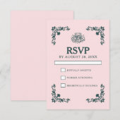 Subtle Blush & Slate Gray Islamic Wedding RSVP Kaartje (Voorkant / Achterkant)