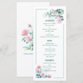 Subtle Botanical Blush Pink Peony Flowers Wedding Menu (Voorkant / Achterkant)