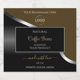 Subtle Brown Black Wavy Silver Logo Productlabels Likeurfles Etiket