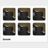 Subtle Brown Black Wavy Silver Logo Productlabels Vierkante Sticker (Vel)
