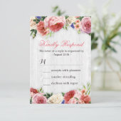 Subtle Chic Rustic Rozen Floral Wood RSVP Antwoord (Staand voorkant)