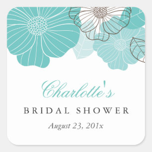 Subtle Chic Wit Blauwgroen Groen Bloemen Vrijgezel Vierkante Sticker