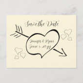 Subtle Cream Calligraphy Hearts Save the Date Briefkaart (Voorkant)