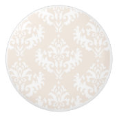 Subtle Cream Damask-patroon Keramische Knop (Voorkant)
