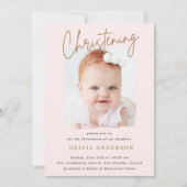 Subtle Cross-Handwriting Script Christening Foto Kaart (Voorkant)