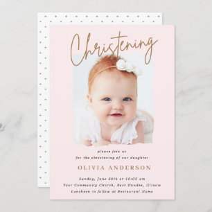 Subtle Cross-Handwriting Script Christening Foto Kaart