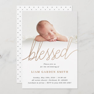 Subtle Cross Script Handwriting Christening Foto Kaart