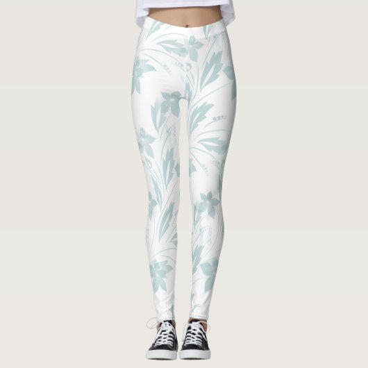 Subtle Floral in Blues Leggings (Voorkant)