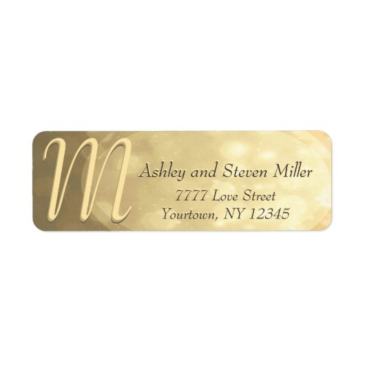 Subtle Gold Bokeh Monogram Etiket (Voorkant)
