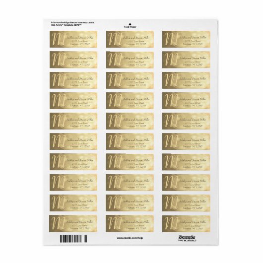Subtle Gold Bokeh Monogram Etiket (Full Sheet)