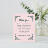 Subtle Grace Blush & Slate Gray Floral Wedding Bedankkaart (Staand voorkant)