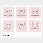 Subtle Grace Blush & Slate Gray Islamic Wedding Vierkante Sticker (Vel)