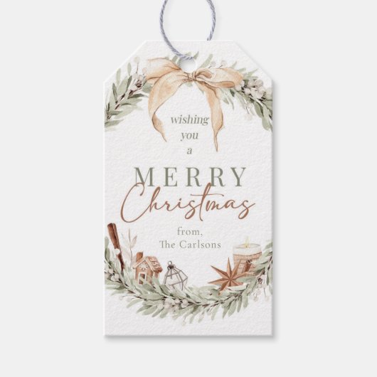 Subtle Greens Christmas Gift Label Cadeaulabel (Voorkant)