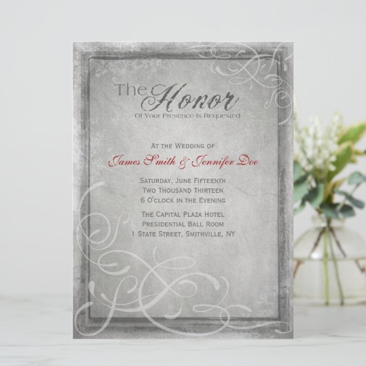 Subtle Grey Elegance Uitnodiging (Staand voorkant)