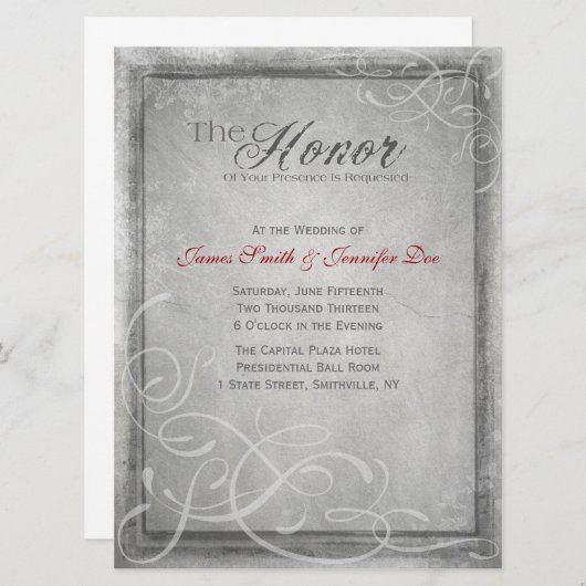 Subtle Grey Elegance Uitnodiging (Voorkant / Achterkant)