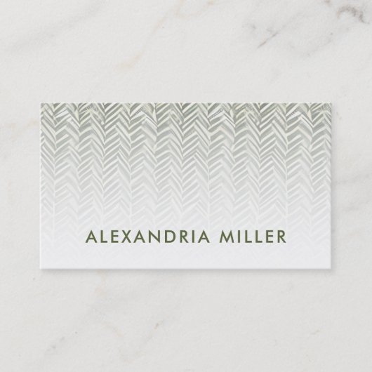 Subtle Herringbone Olive Green and White Visitekaartje (Voorkant)