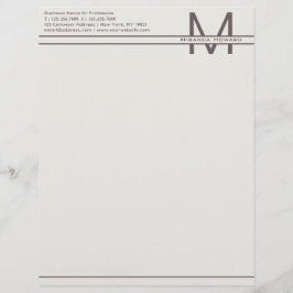 Subtle Ivory Minimalist Monogram Letterhead Briefhoofd