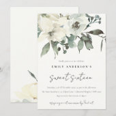 SUBTLE IVORY WHITE FLORAL BUNCH SWEET 16 BIRTHDAY KAART (Voorkant / Achterkant)