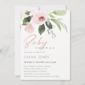 SUBTLE KLEURENWASSEN BLUSH PINK FLORAL BABY SHOWER KAART (Voorkant)