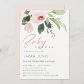 SUBTLE KLEURENWASSEN BLUSH PINK FLORAL BABY SHOWER KAART (Voorkant / Achterkant)