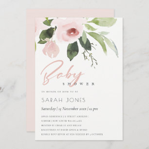 SUBTLE KLEURENWASSEN BLUSH PINK FLORAL BABY SHOWER KAART