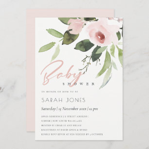 SUBTLE KLEURENWASSEN BLUSH PINK FLORAL BABY SHOWER KAART
