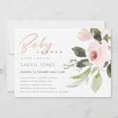 SUBTLE KLEURENWASSEN BLUSH PINK FLORAL BABY SHOWER KAART (Voorkant)