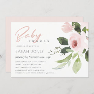SUBTLE KLEURENWASSEN BLUSH PINK FLORAL BABY SHOWER KAART