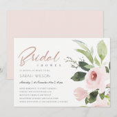 SUBTLE KLEURENWASSEN BLUSH PINK FLORAL VRIJGEZELLE KAART (Voorkant / Achterkant)