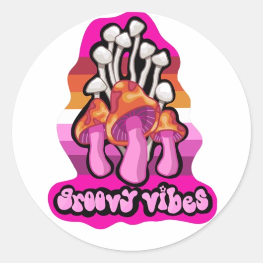 Subtle Lesbian Flag Mushroom Sticker (Voorkant)