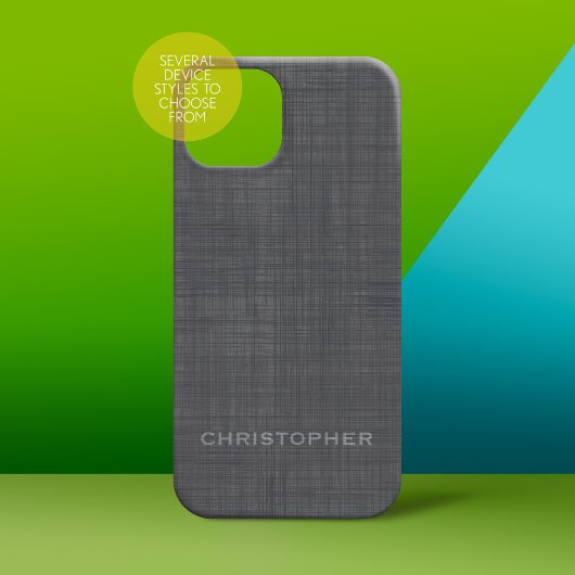 Subtle Linen Pattern - Grijs met naam Case-Mate iPhone Case