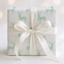Subtle Mint Green Waterverf Reindeer Cadeaupapier