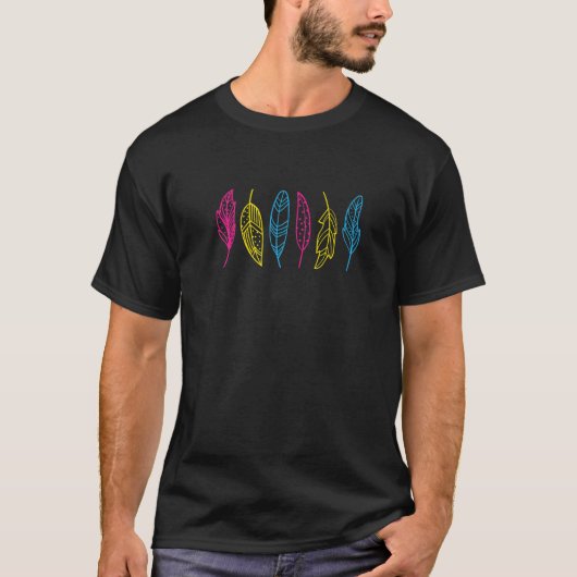 Subtle Pansexual Pride Minimal Boho Leaf Pan Flag T-shirt (Voorkant)