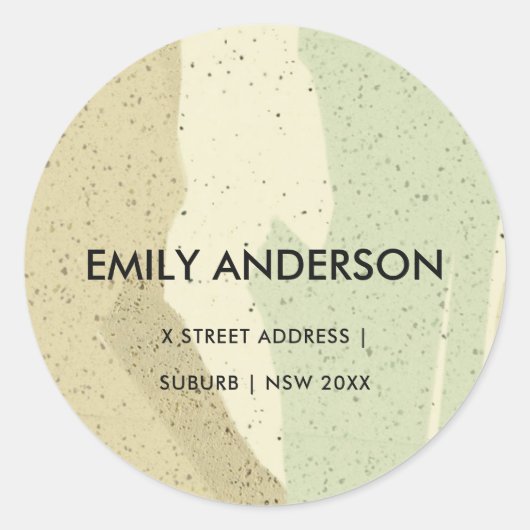 SUBTLE PINK GRAY MODERN ABSTRACT ART WAVES ADDRESS RONDE STICKER (Voorkant)